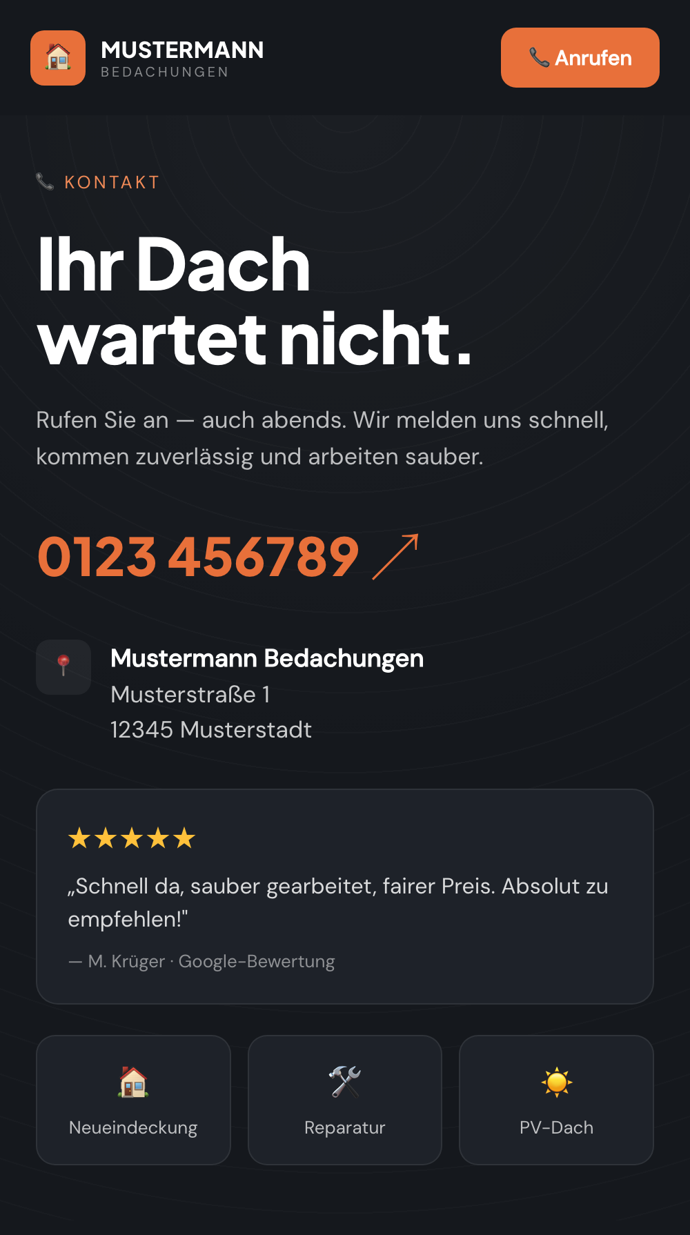 Dieselbe Website auf dem Smartphone